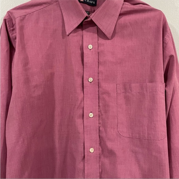 Chaps Pink Mauve Button Down Long Sleeve Shirt 16- 16 1/2 34/ 35 Large L - Picture 2 of 9